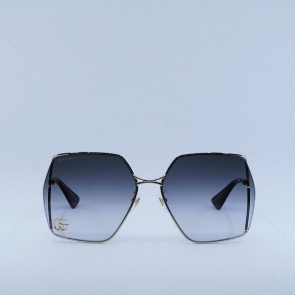 Gucci GG0817S 006 Sunglasses Gold Geometric Frame, Grey Lenses main image 5